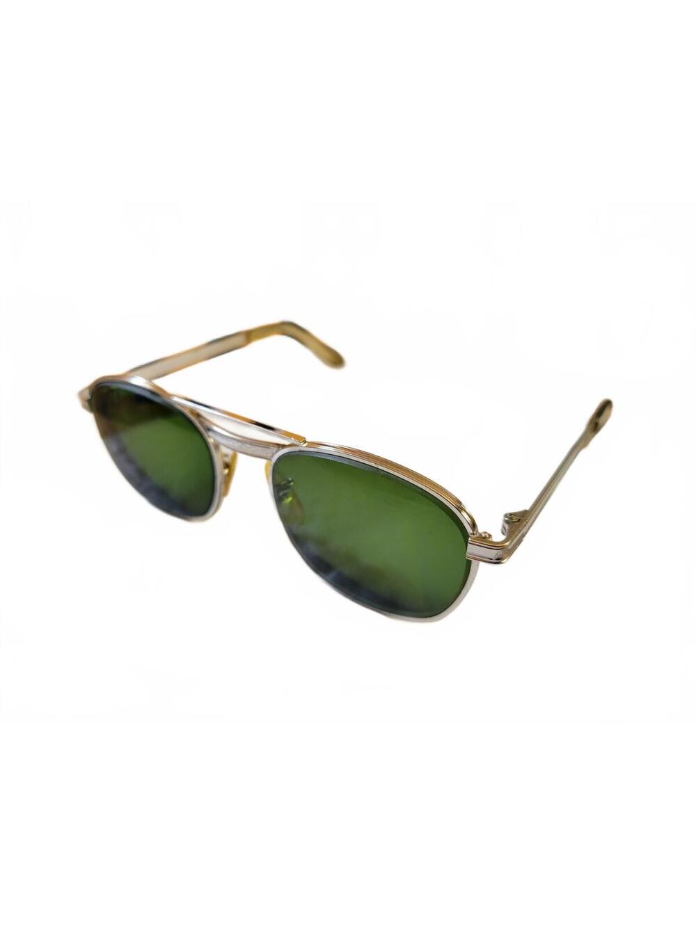 Vintage Titmus 52-20 5 1/2 Sunglasses Silver Frame Green Tinted Lenses